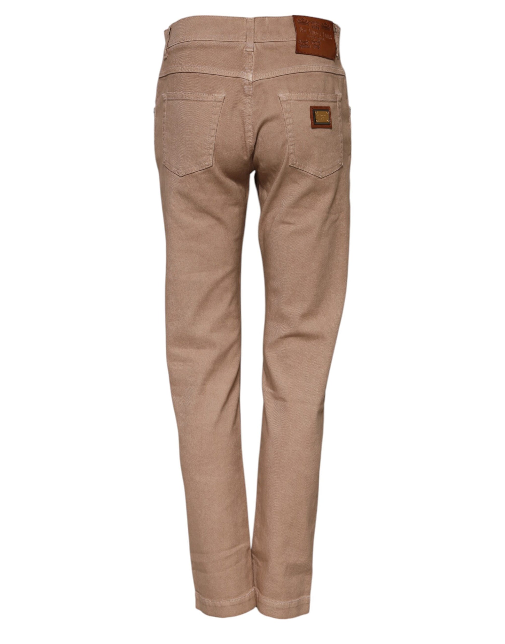 Dolce & Gabbana Brown Cotton Boyfriend Denim Trousers
