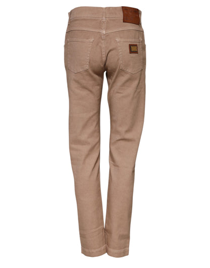 Dolce & Gabbana Brown Cotton Boyfriend Denim Trousers