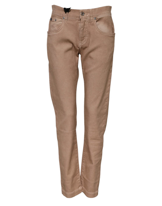 Dolce & Gabbana Brown Cotton Boyfriend Denim Trousers