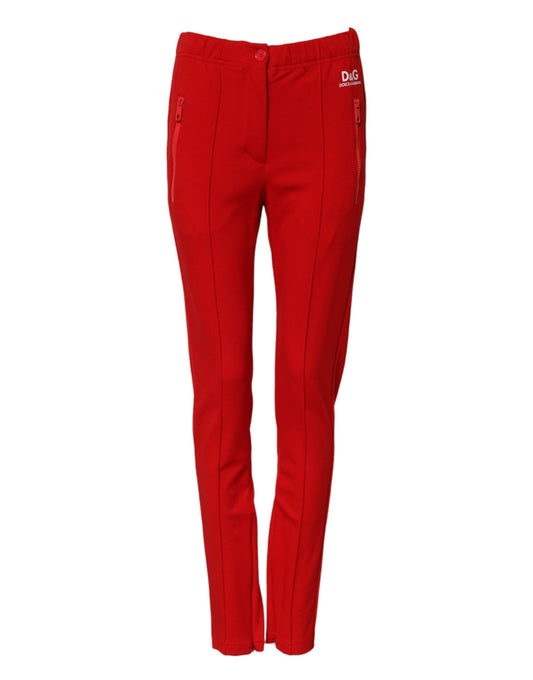 Dolce & Gabbana Red Mid Waist Slim Fit Pants