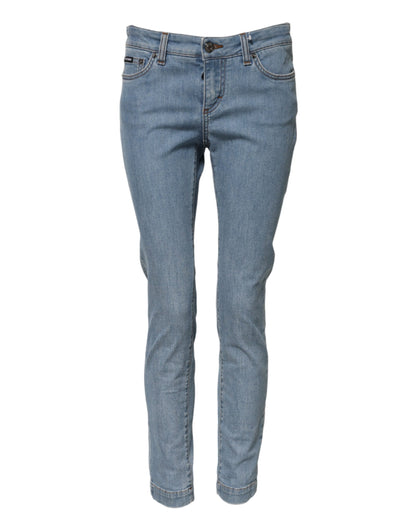 Dolce & Gabbana Blue Cotton Pretty MidWaist Skinny Denim Jeans