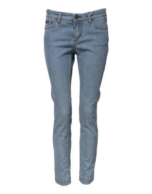 Dolce & Gabbana Blue Cotton Pretty MidWaist Skinny Denim Jeans