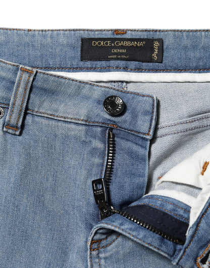 Dolce & Gabbana Blue Cotton Pretty MidWaist Skinny Denim Jeans