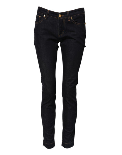 Dolce & Gabbana Blue Cotton PRETTY Low Waist Skinny Denim Jeans