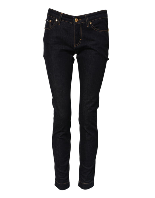 Dolce & Gabbana Blue Cotton PRETTY Low Waist Skinny Denim Jeans