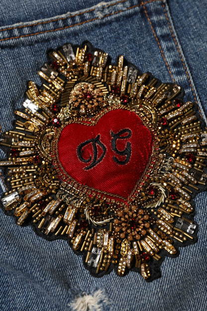 Dolce & Gabbana Boyfriend Tattered Denim Jeans in Blue