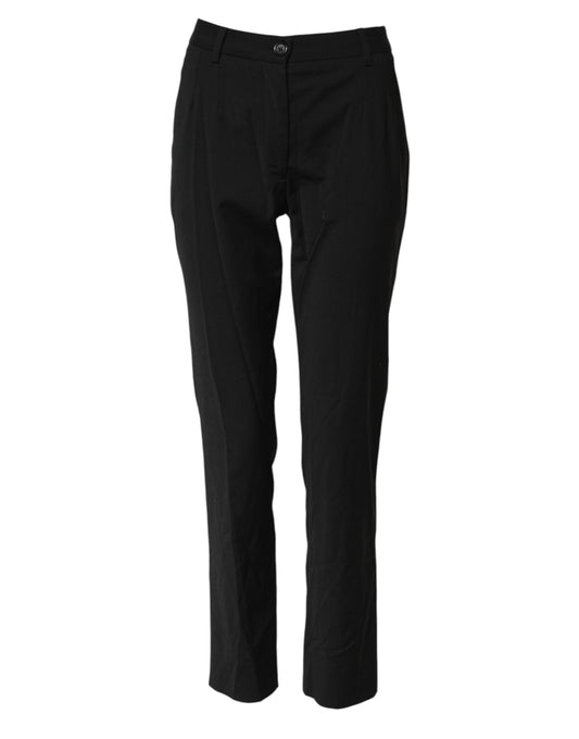 Dolce & Gabbana Black STAFF Mid Waist Tapered Pants
