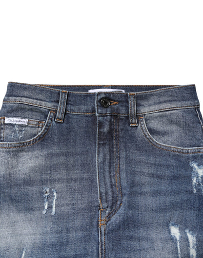 Dolce & Gabbana Blue Cotton HighWaist Skinny Denim Jeans
