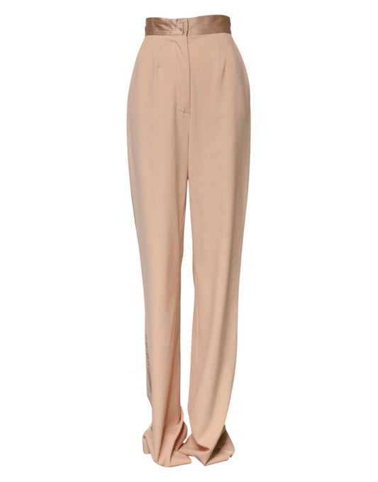 Dolce & Gabbana Beige Polyester Mid Waist Tapered Pants