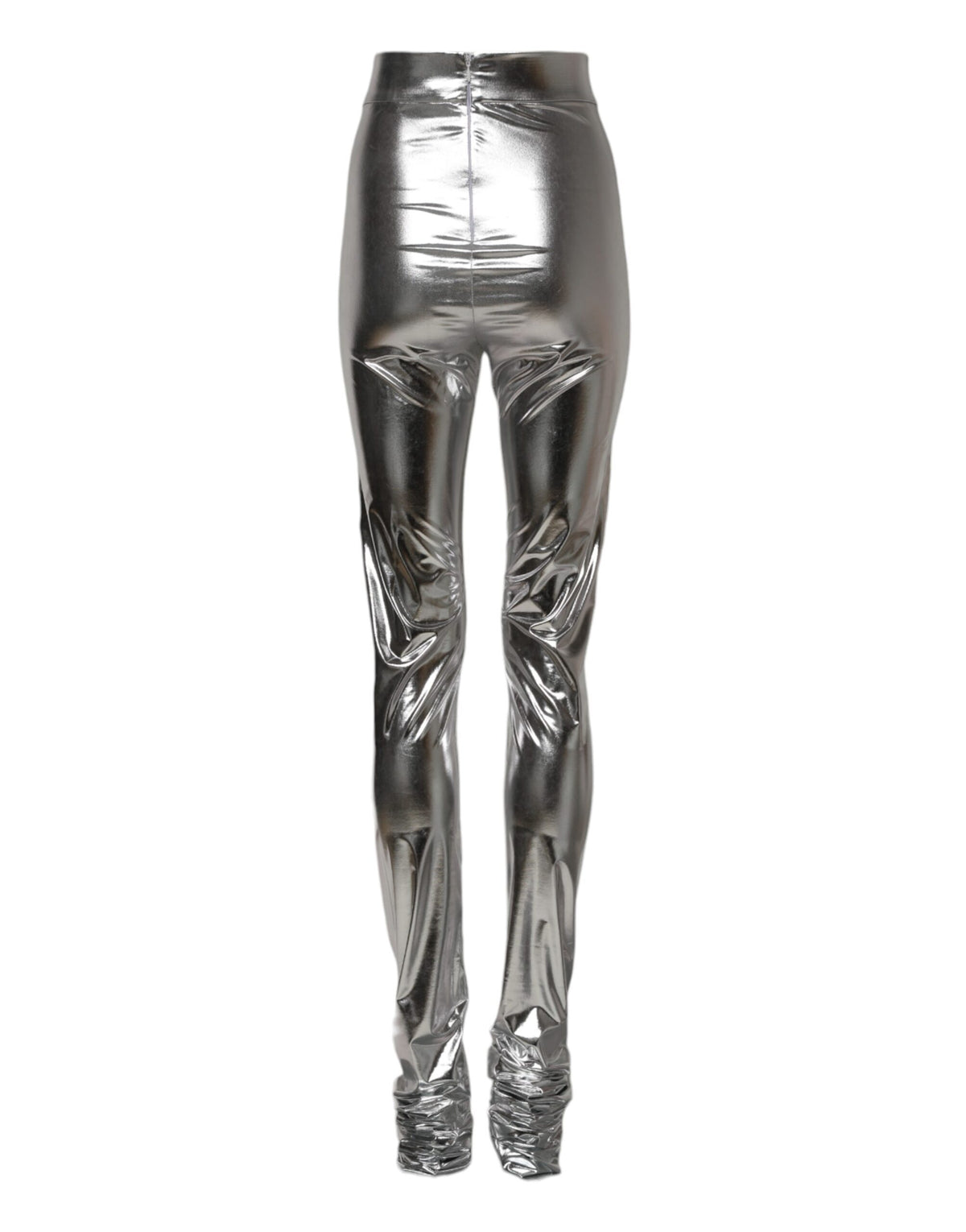 Dolce & Gabbana Metallic Silver Slim Fit Leggings Pants