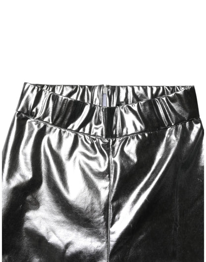Dolce & Gabbana Metallic Silver Slim Fit Leggings Pants