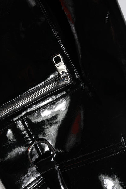 Dolce & Gabbana Black High Waist Vinyl Cargo Bootcut Pants