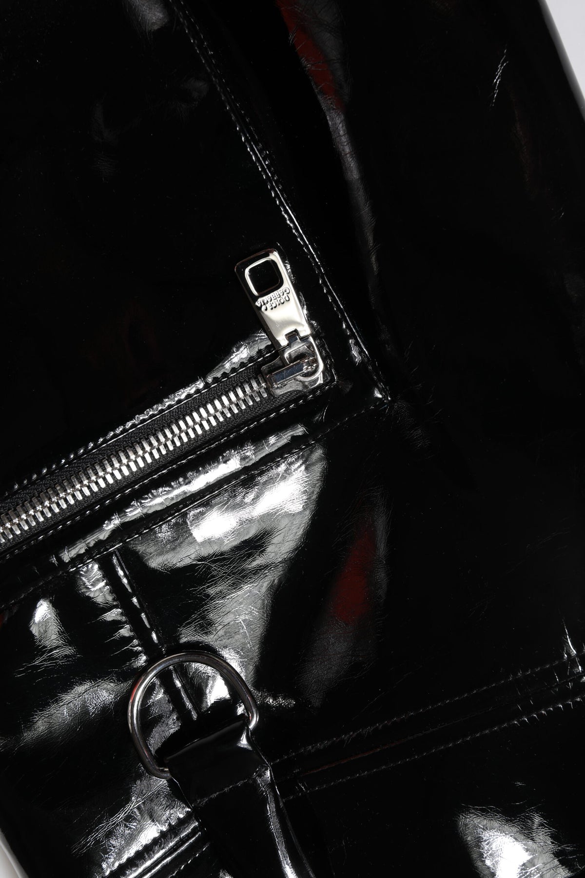 Dolce & Gabbana Black High Waist Vinyl Cargo Bootcut Pants