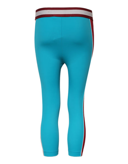 Dolce & Gabbana Blue Nylon Slim Fit Cropped Leggings Pants