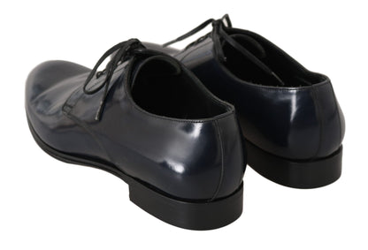  - Elegant Dark Blue Leather Derby Dress Shoes