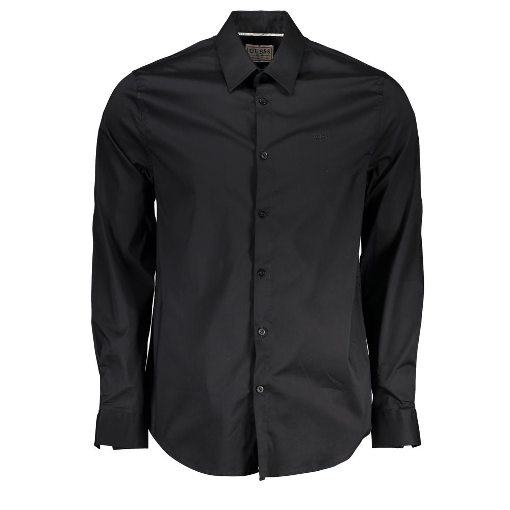Guess Jeans Black Cotton Shirt - Slim Fit Long Sleeved Elegance