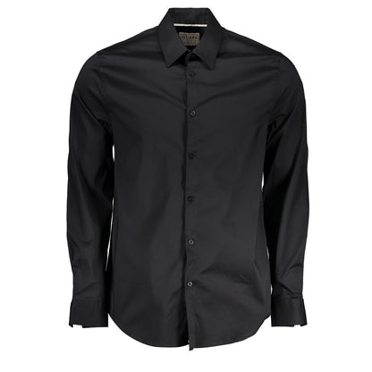 Guess Jeans Black Cotton Shirt - Slim Fit Long Sleeved Elegance