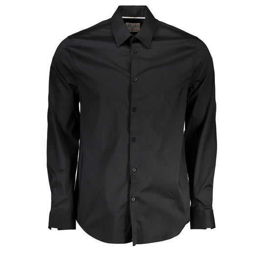 Guess Jeans Black Cotton Shirt - Slim Fit Long Sleeved Elegance