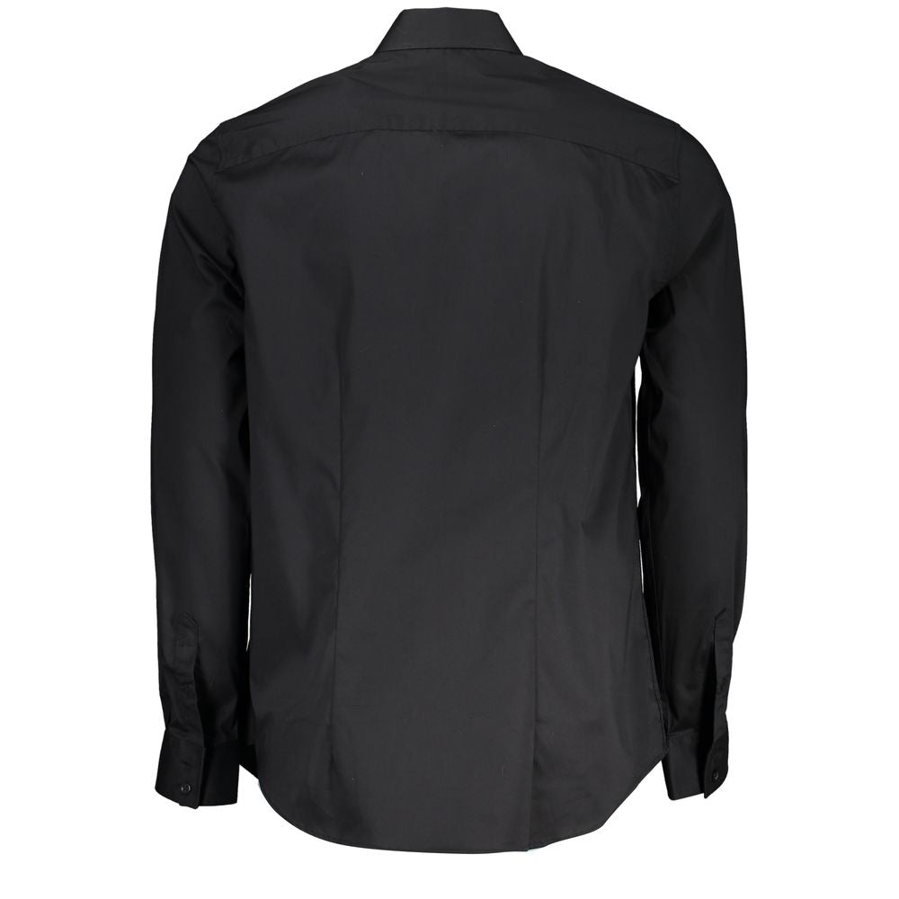Guess Jeans Black Cotton Shirt - Slim Fit Long Sleeved Elegance