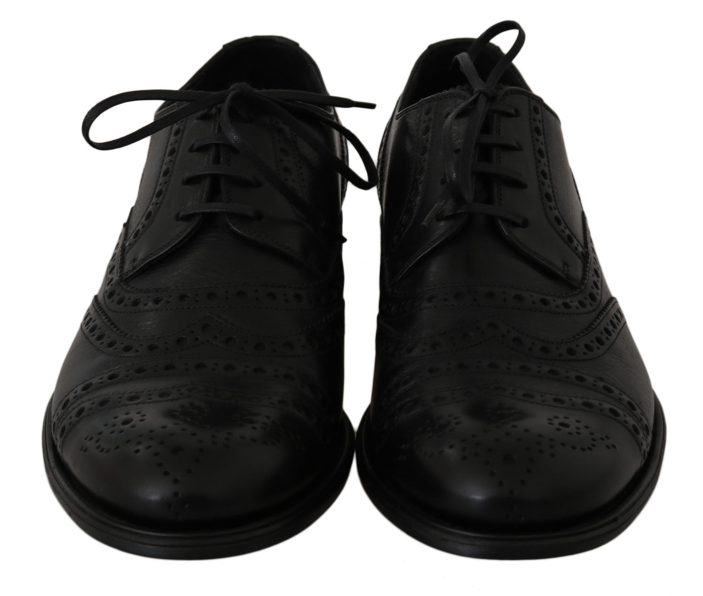  - Elegant Black Leather Derby Wingtip Dress Shoes