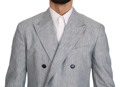  - Elegant Light Blue Double Breasted Blazer