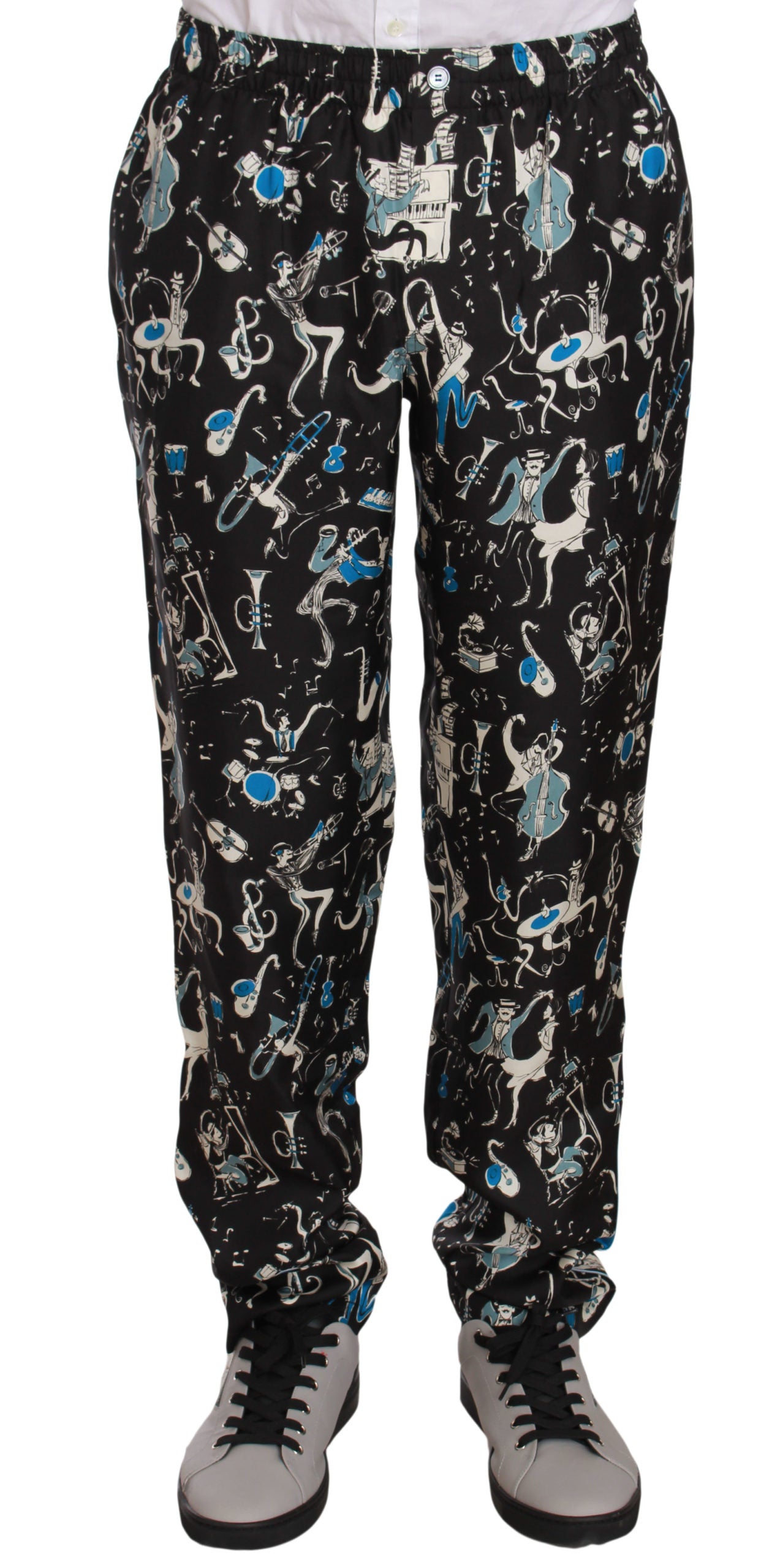  - Elegant Silk Lounge Pants with Unique Print