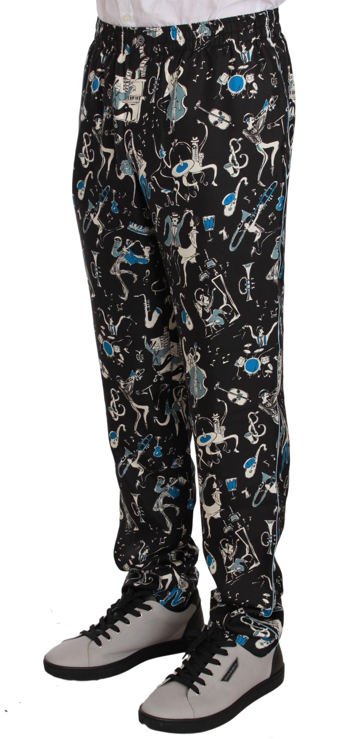  - Elegant Silk Lounge Pants with Unique Print