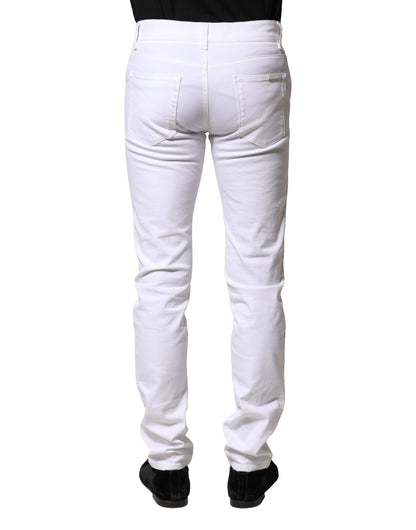 Dolce & Gabbana White Cotton Skinny Denim Jeans