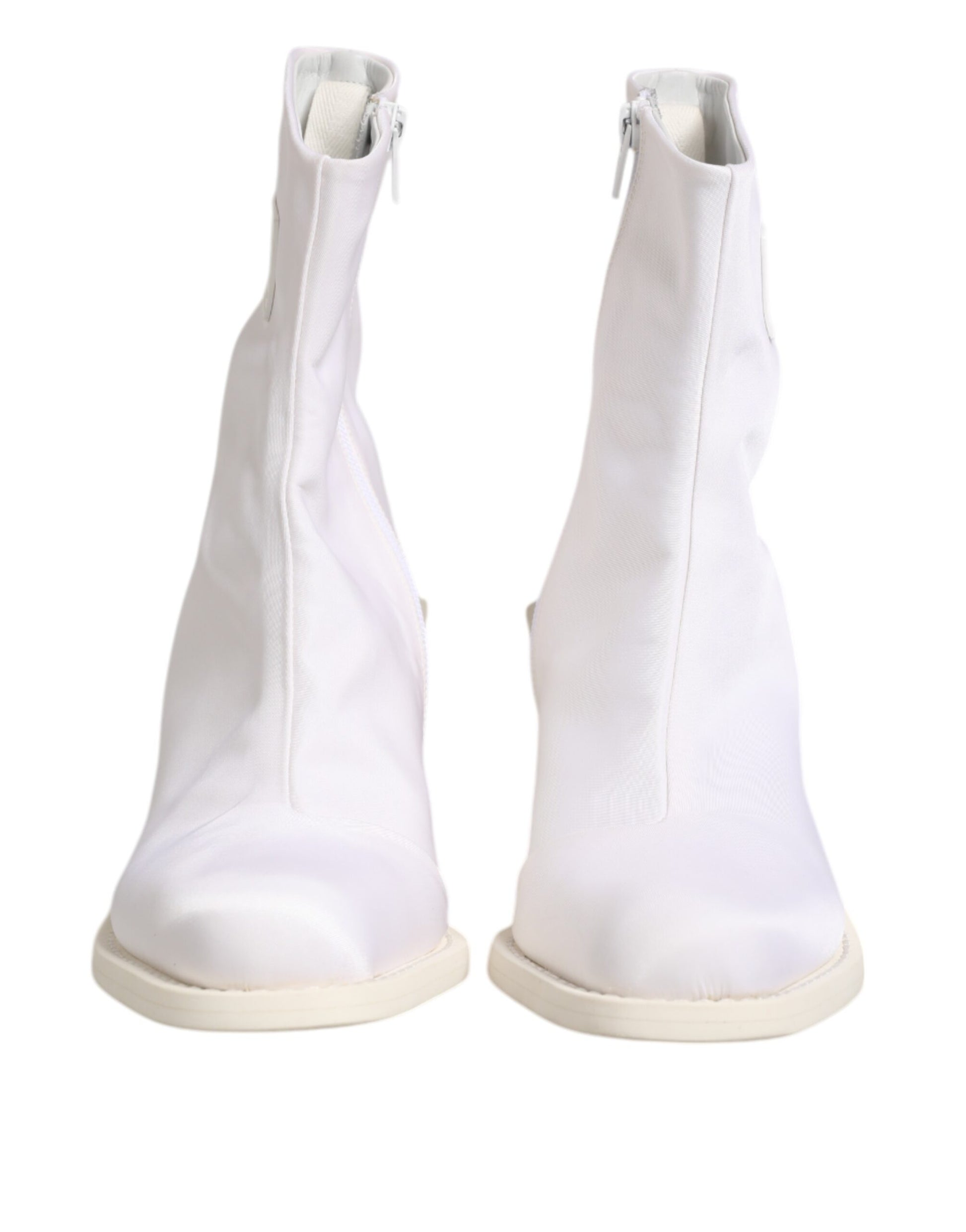 Maison Margiela White Square Heel Zip Ankle Boots