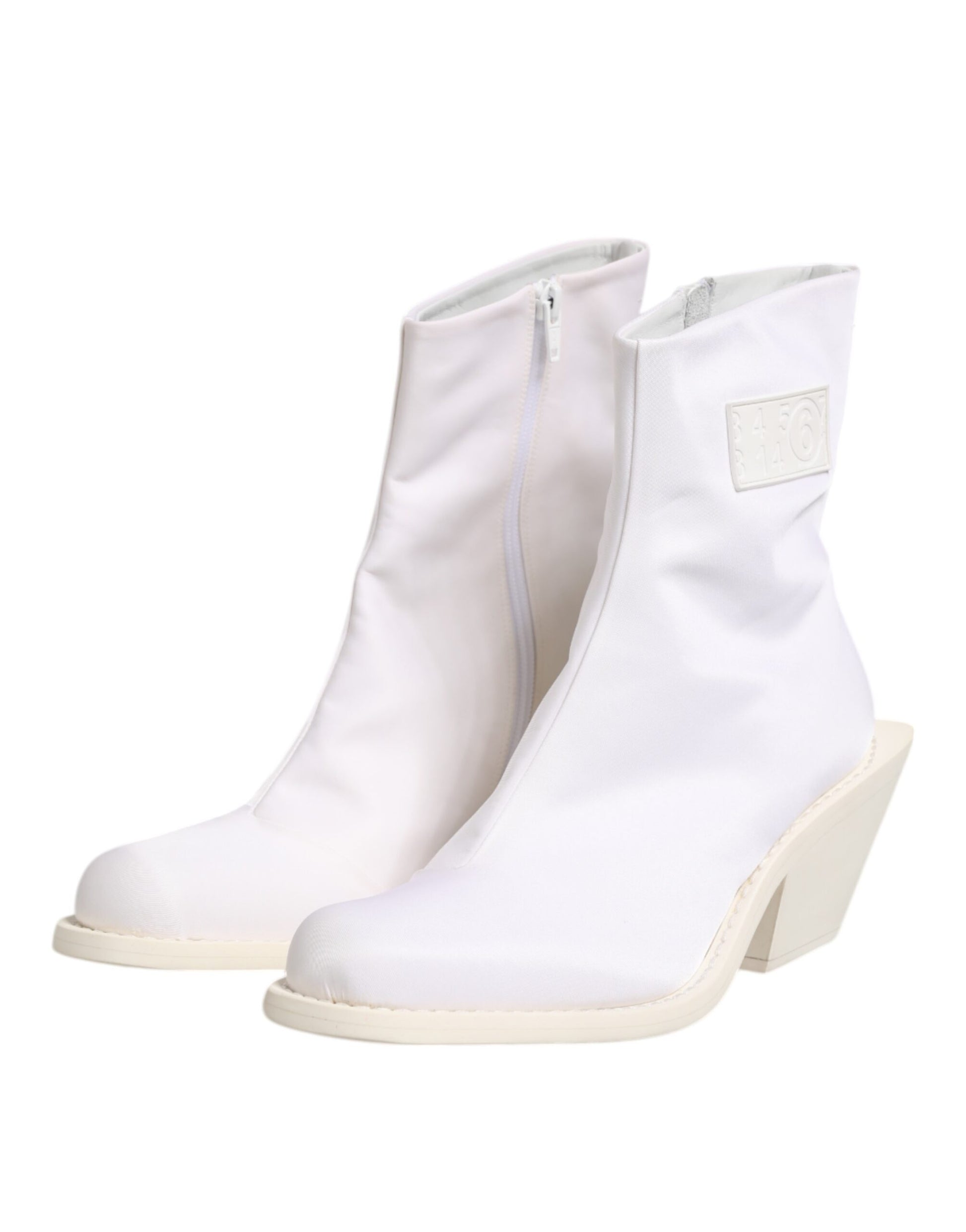 Maison Margiela White Square Heel Zip Ankle Boots