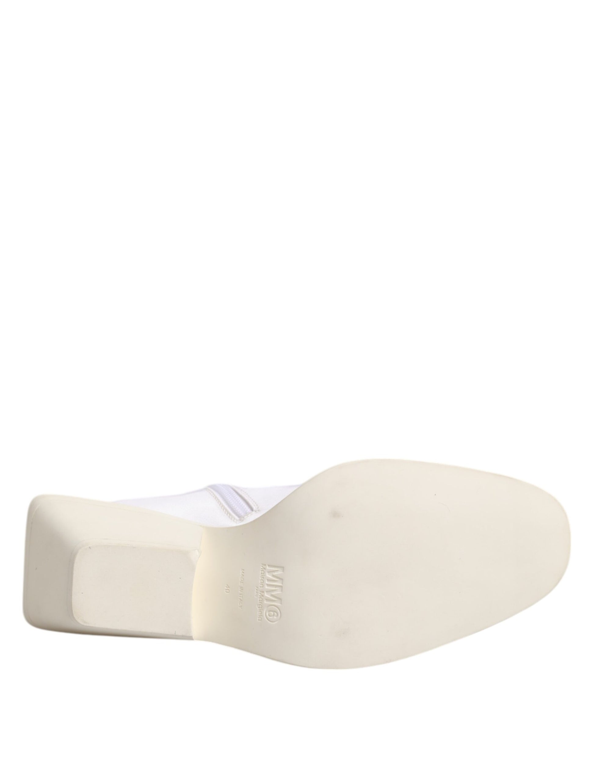 Maison Margiela White Square Heel Zip Ankle Boots