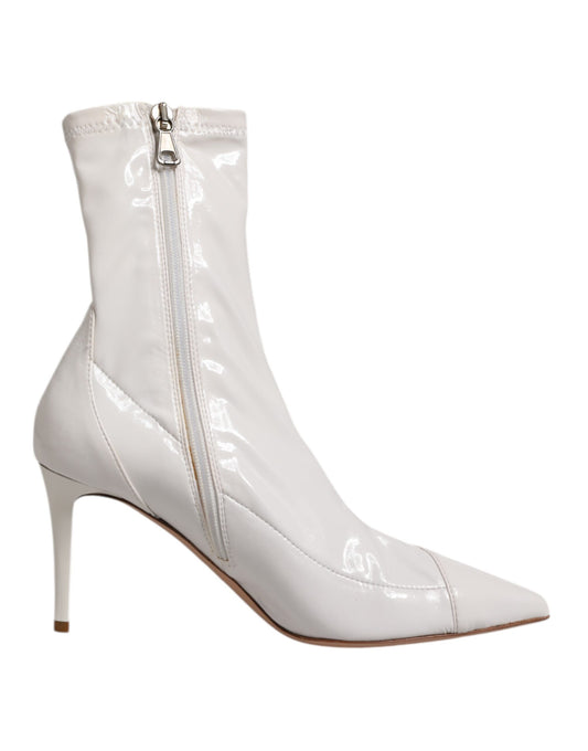 Elisabetta Franchi White Stiletto Heels Mid Calf Boots Shoes