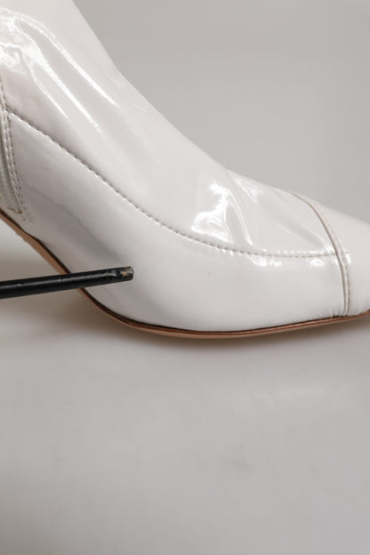 Elisabetta Franchi White Stiletto Heels Mid Calf Boots Shoes