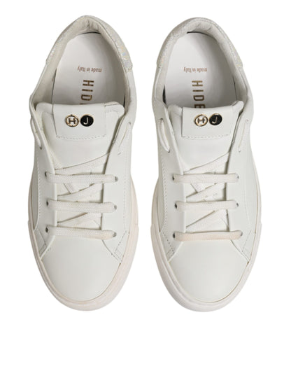 HIDE & JACK White Leather Low Top Lace Up Sneakers Shoes