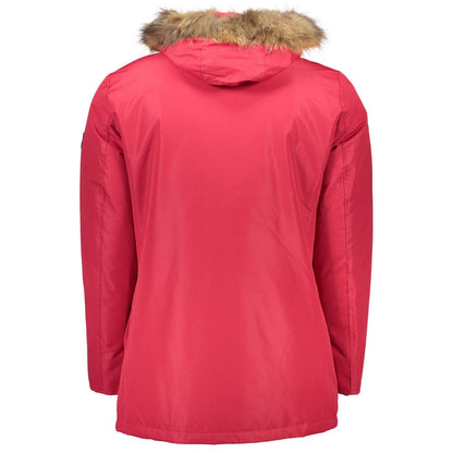 Roberto Cavalli Red Polyester Jacket with Removable Fur