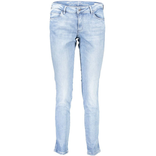Guess Jeans Blue Cotton Skinny Mid Rise Jeans for Women