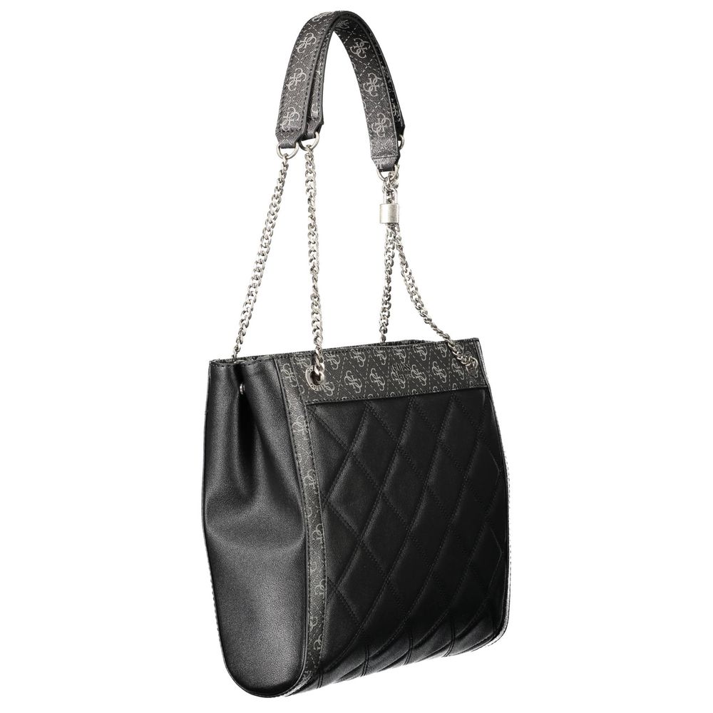 Guess Jeans Black Handbag – Faux Leather, Elegant Design