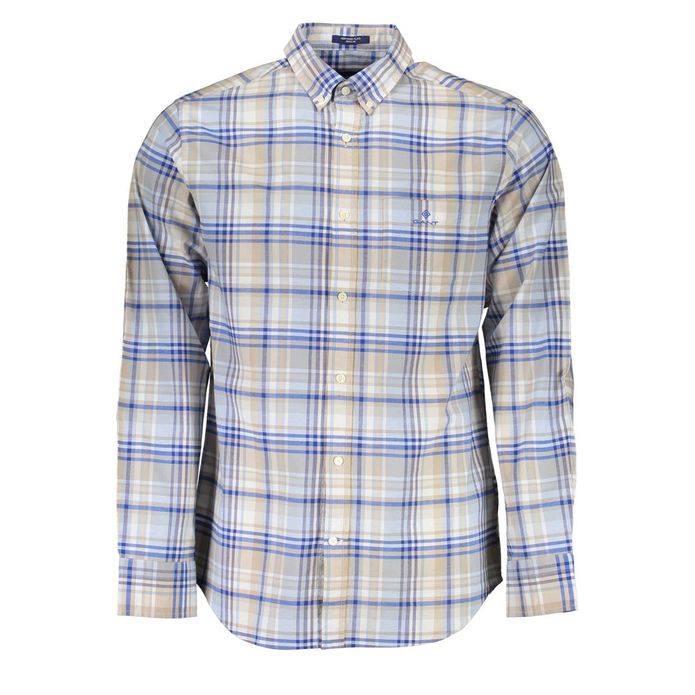 Gant Blue Cotton Shirt - Regular Fit Short Sleeve