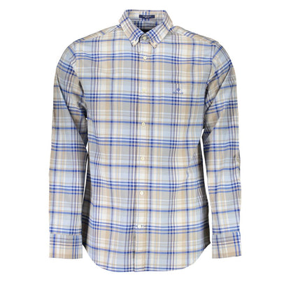 Gant Blue Cotton Shirt - Regular Fit Short Sleeve