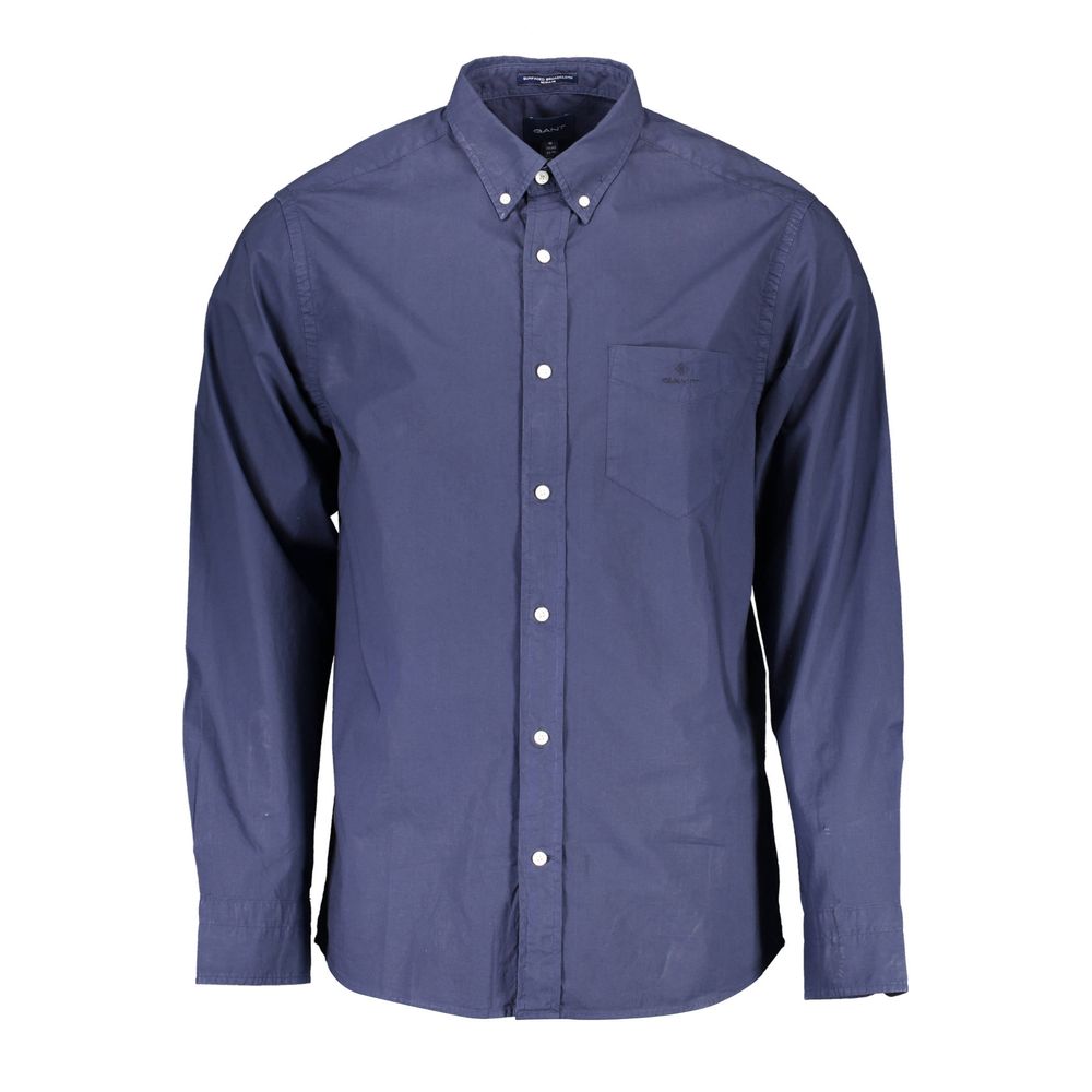Gant Blue Cotton Shirt - Regular Fit, Short Sleeves