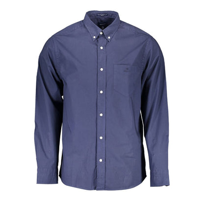 Gant Blue Cotton Shirt - Regular Fit, Short Sleeves