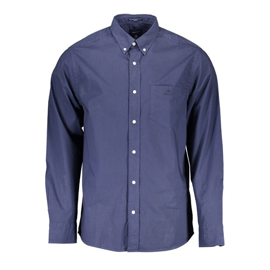 Gant Blue Cotton Shirt - Regular Fit, Short Sleeves