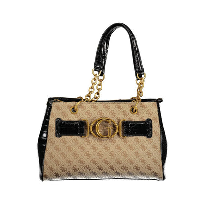 Guess Jeans Black Handbag – Faux Leather, Chic Multi-Compartment Design