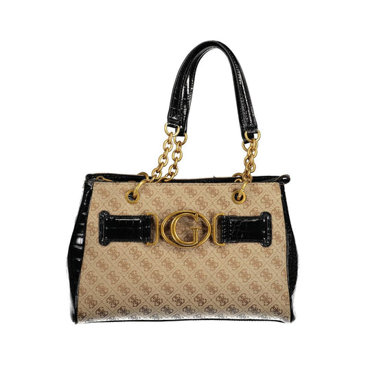 Guess Jeans Black Handbag – Faux Leather, Chic Multi-Compartment Design
