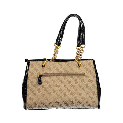 Guess Jeans Black Handbag – Faux Leather, Chic Multi-Compartment Design
