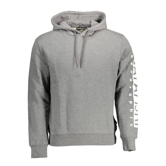 Napapijri Gray Cotton Sweater with Hood