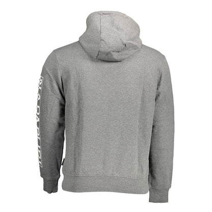 Napapijri Gray Cotton Sweater with Hood