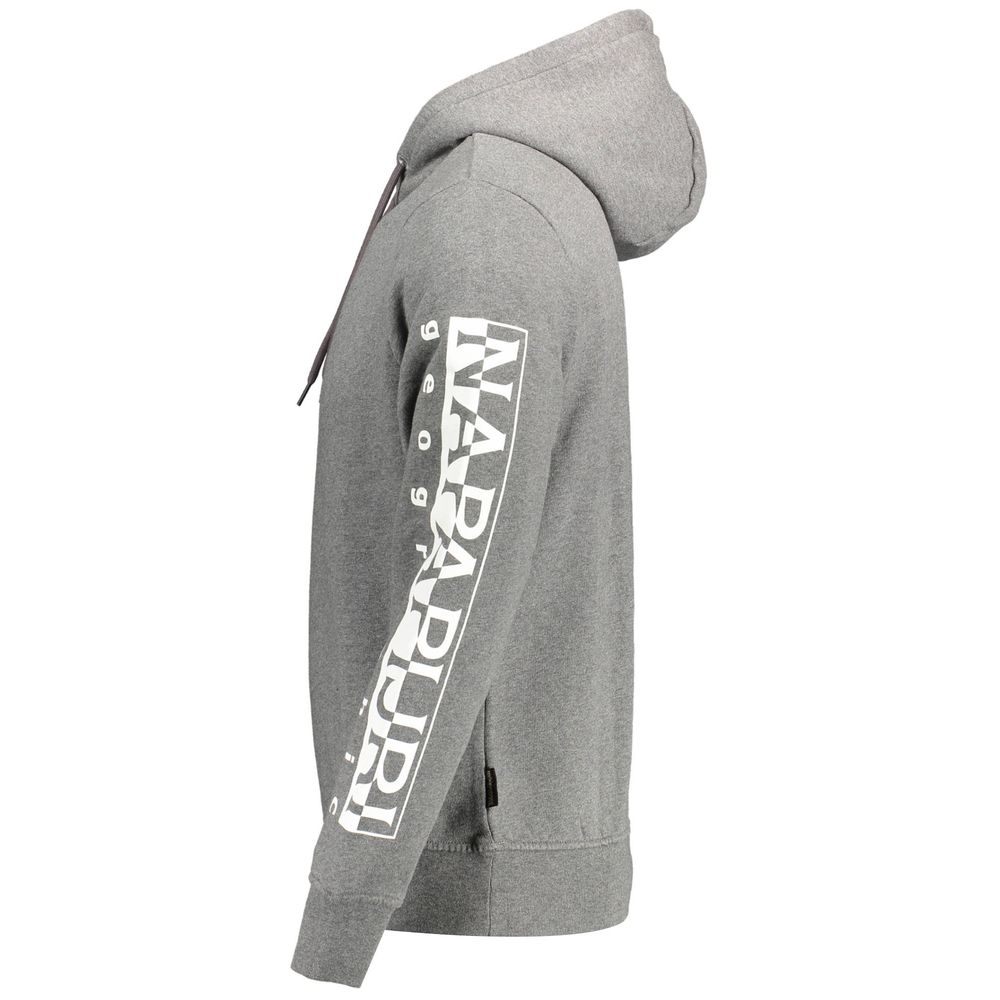 Napapijri Gray Cotton Sweater with Hood