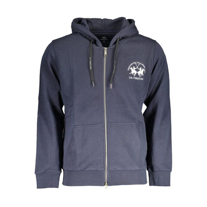 La Martina Blue Cotton Hoodie Sweater