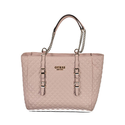 Guess Jeans Pink Polyethylene Handbag with Chain Shoulder Handles